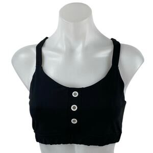 Soul by SoulCycle Grommet Black Button Racerback Athletic Sports Bra Crop Top L